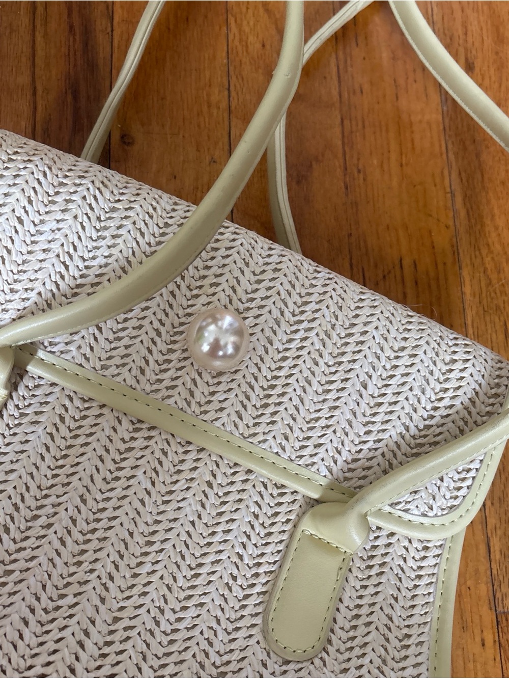 Cream & Yellow Woven Handbag - Picture 2 of 7